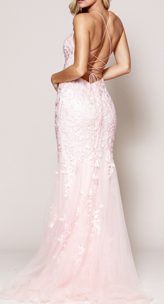 New long lace fitted beaded open lace up back wedding dress,bridal gown - Picture 5 of 7